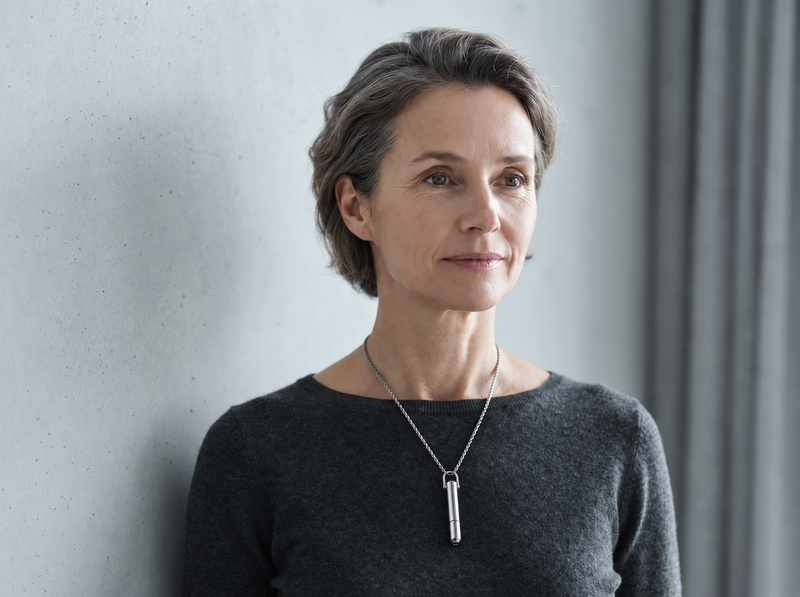 A woman using the BreatheFree 2.0 Resistance Necklace