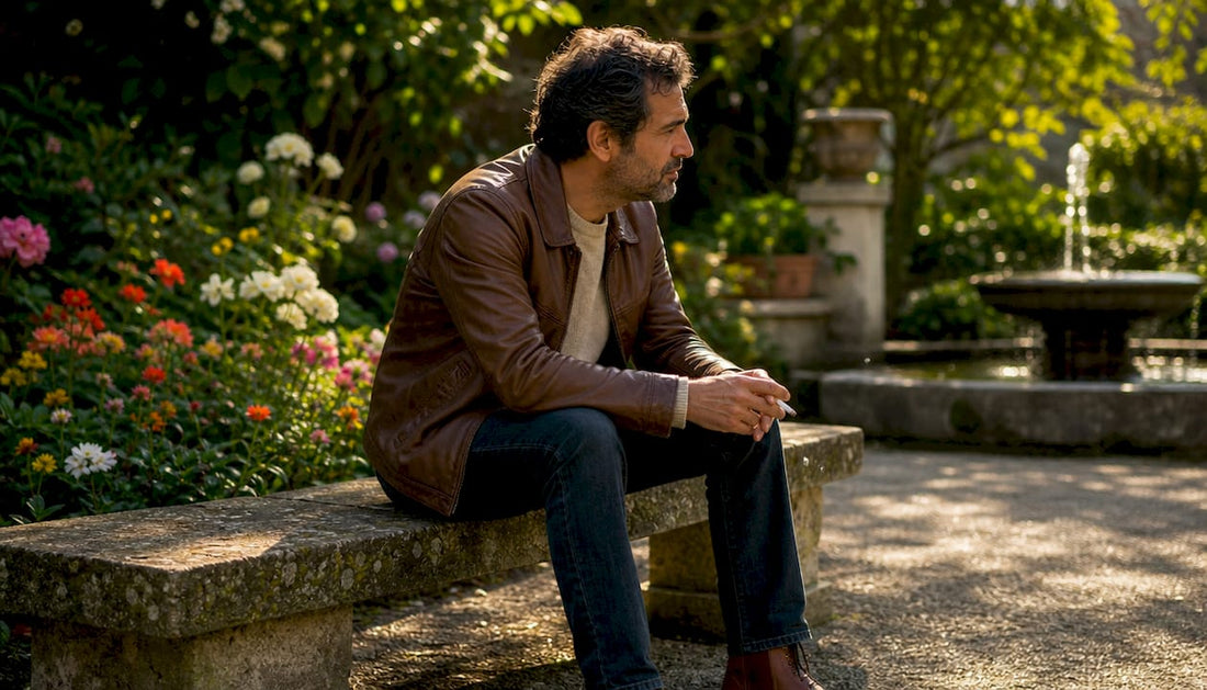 Man contemplating smoking cessation outdoors