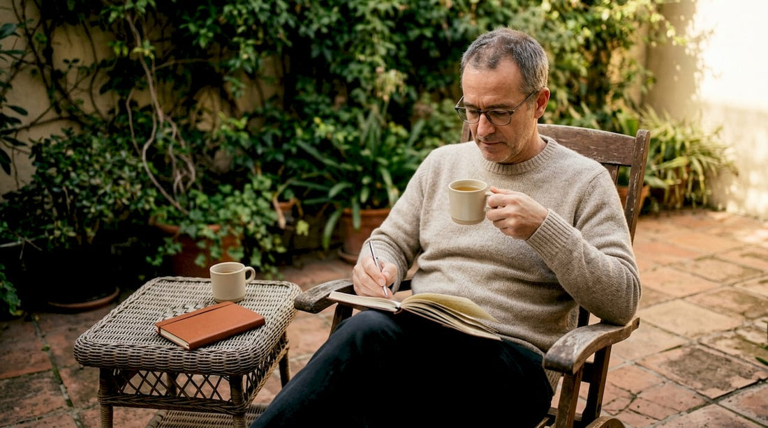 Man enjoying smoke-free morning routine at home