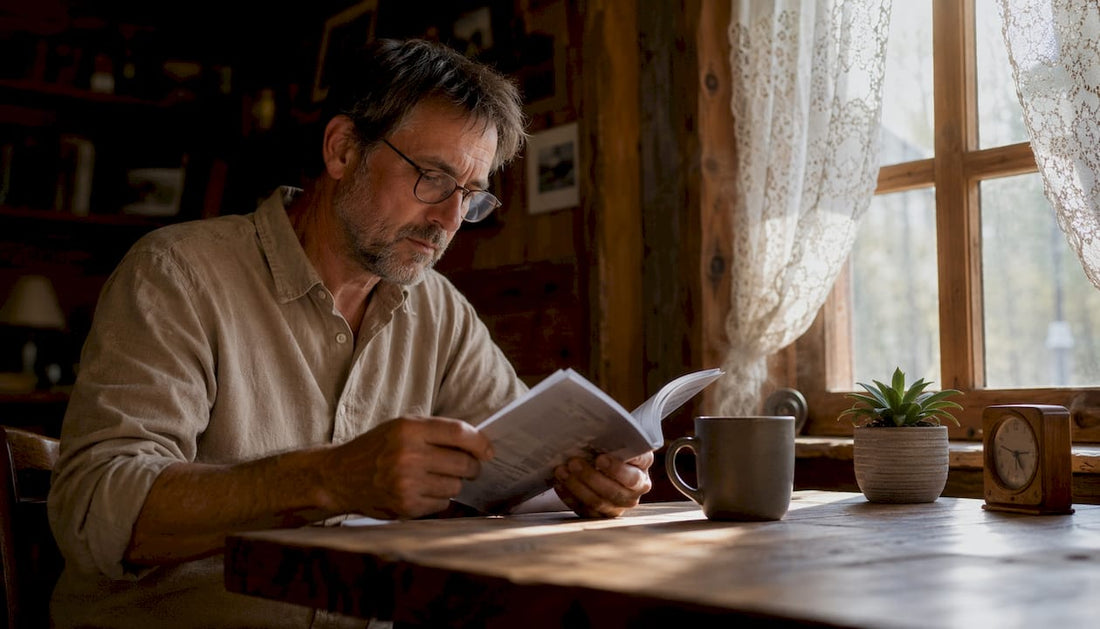 Man reading quitting smoking health guide