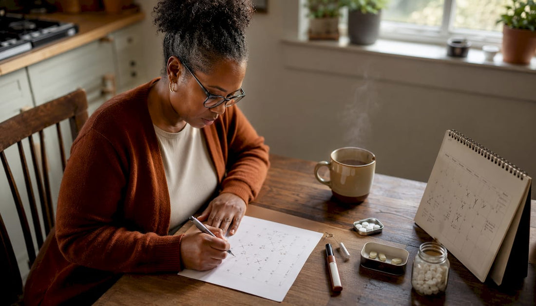 Woman marking 12-week quit plan calendar