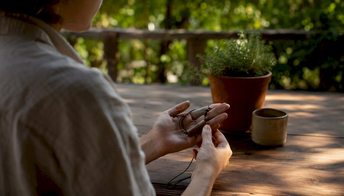 Hands holding oral fixation tool for recovery