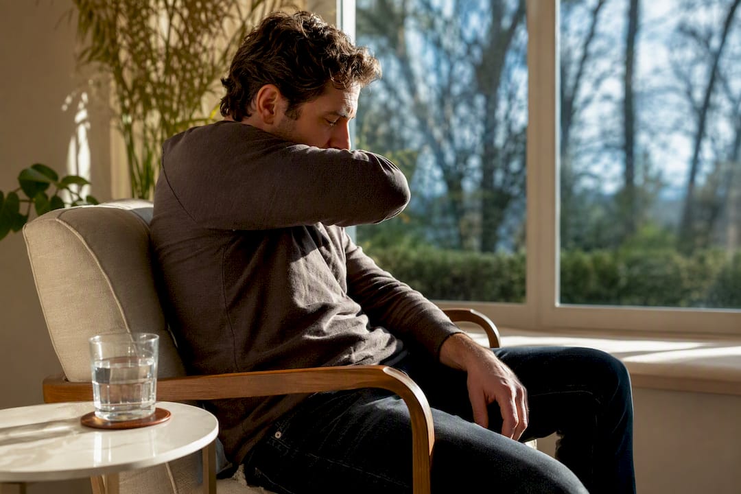 Adult recovering after a gentle cough
