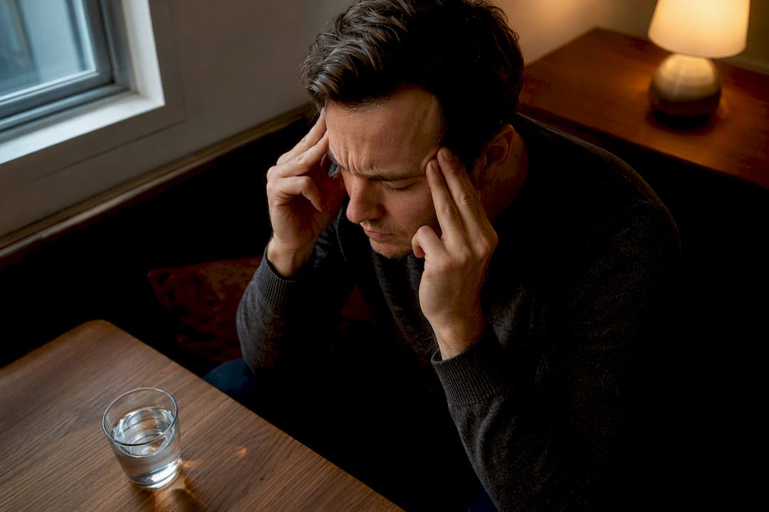 Adult experiencing a smoking withdrawal headache