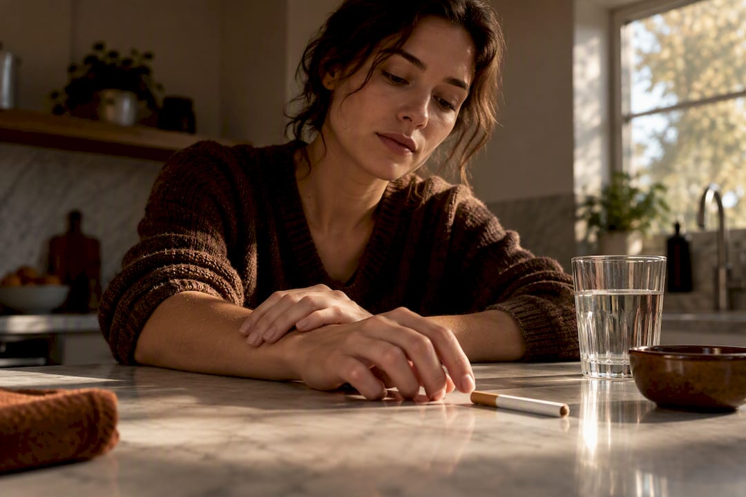 Adult pausing before acting on cigarette craving