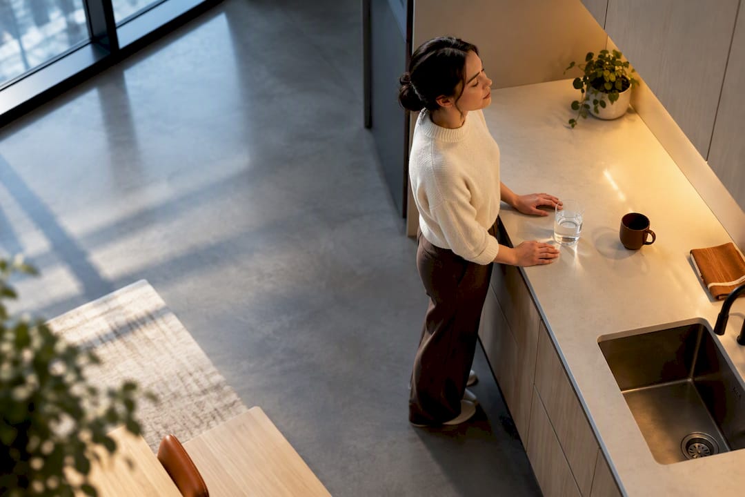Worker practicing slow breathing during craving