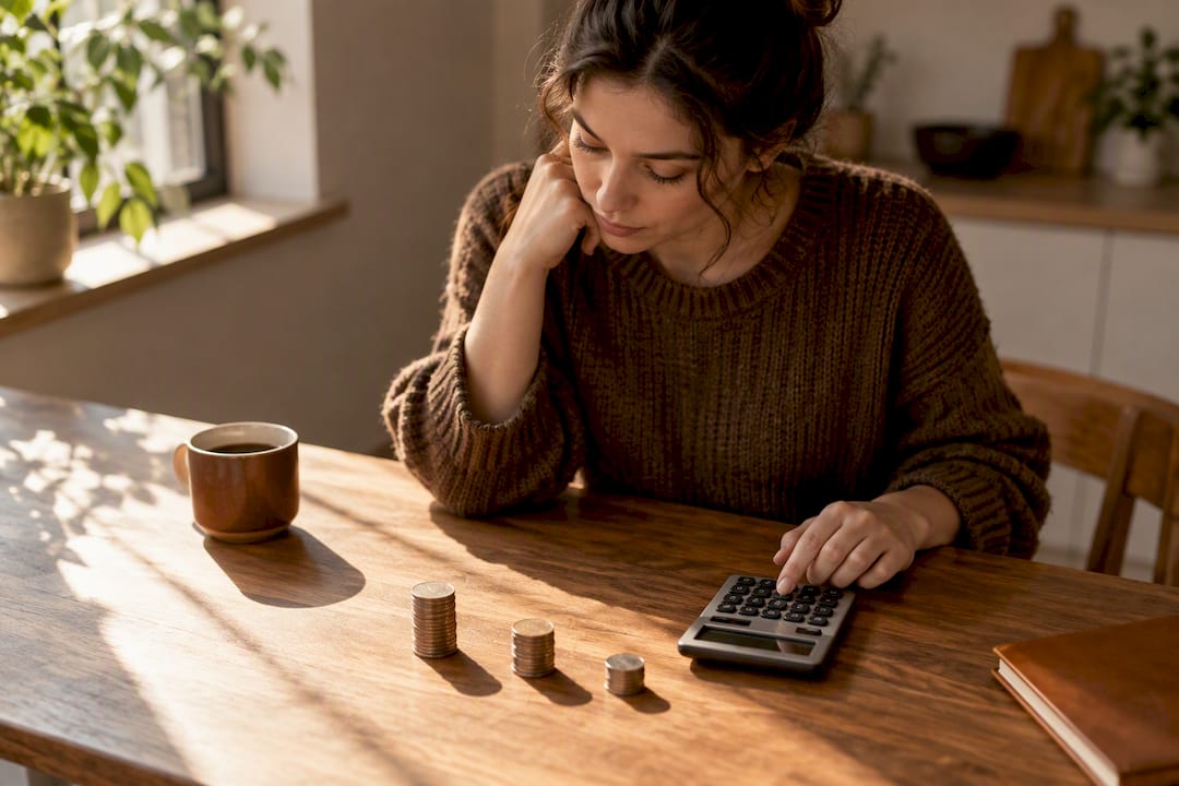 Three-month quitting costs arranged beside calculator