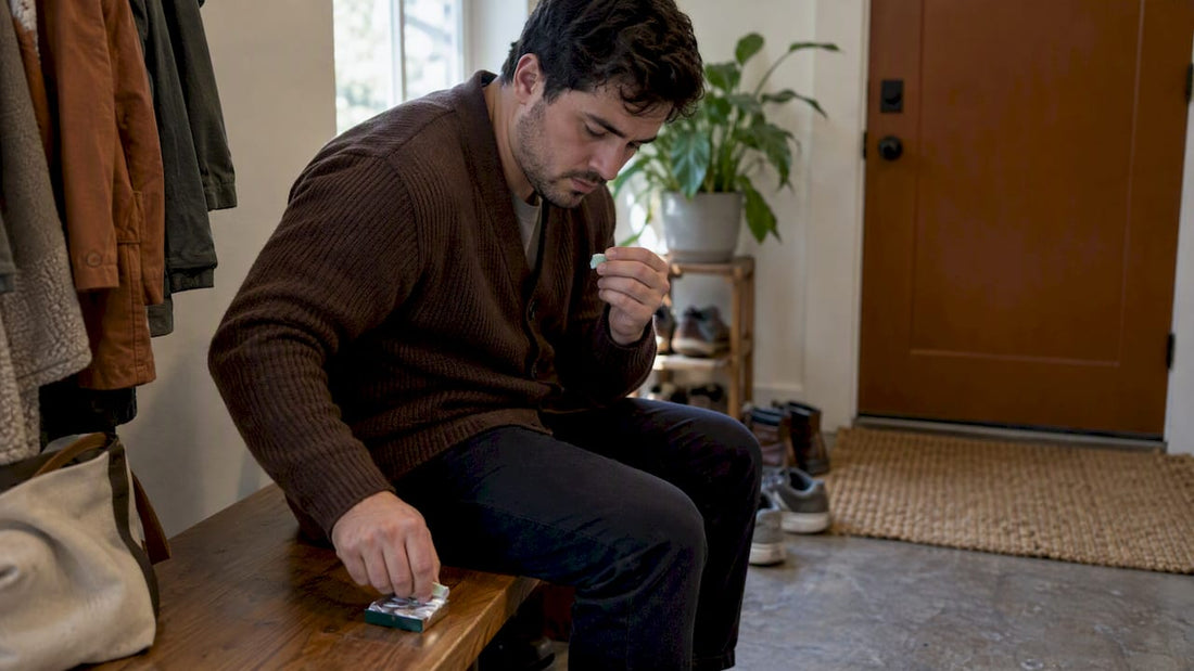 Adult reaching for gum during a tense moment