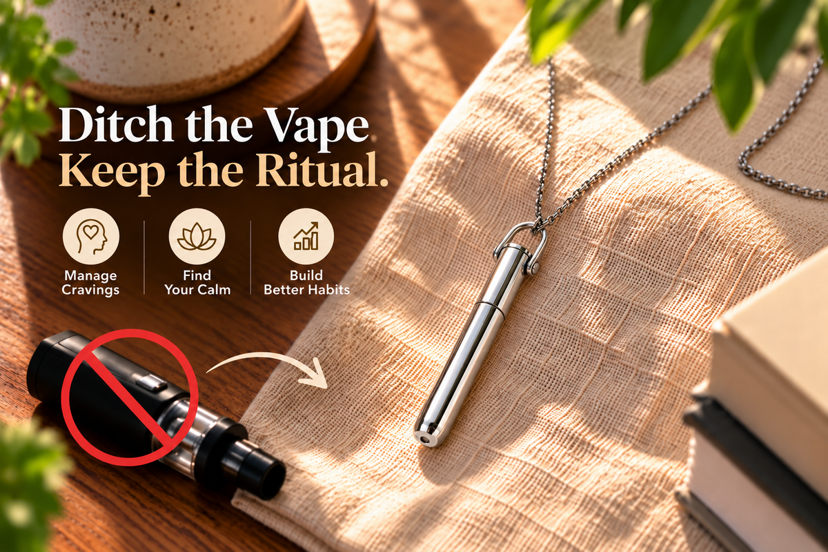 Ditch the vape, keep the ritual: the BreatheFree 2.0 Resistance Necklace in place of a vape