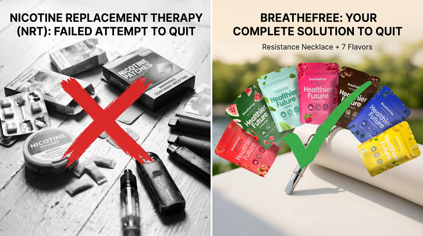 A hand raised to the lips in the shape of holding a vape, but empty — the unmet hand-to-mouth loop